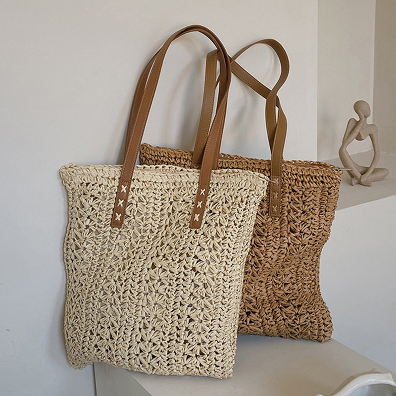 Beach Bag Straw - Bolso de playa cuadrado de paja