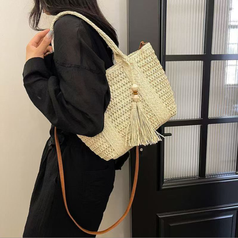 Beach Bag Straw - Bolso de mano de paja tejido