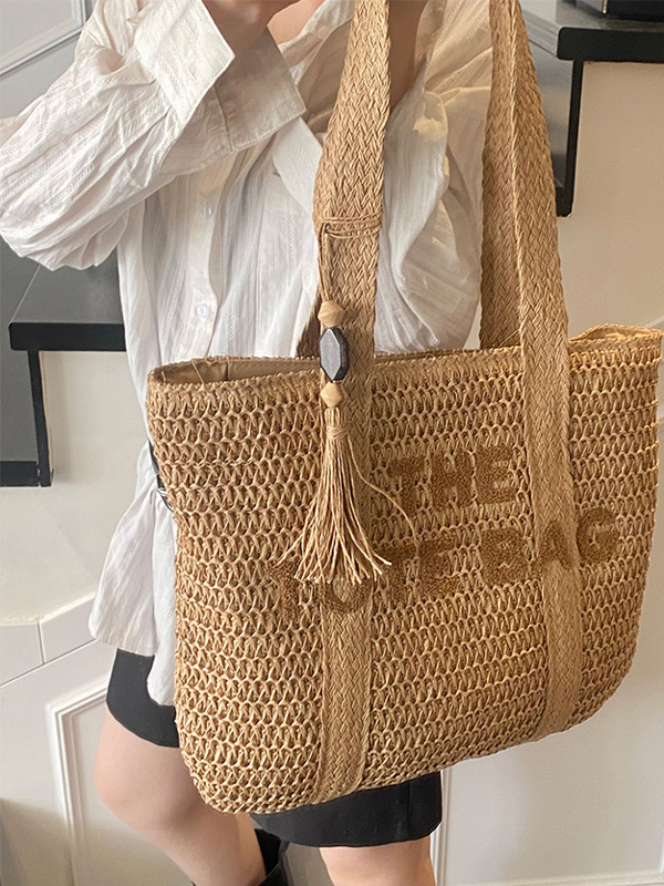 Beach Bag Straw - Bolso de Mano de Gran Capacidad