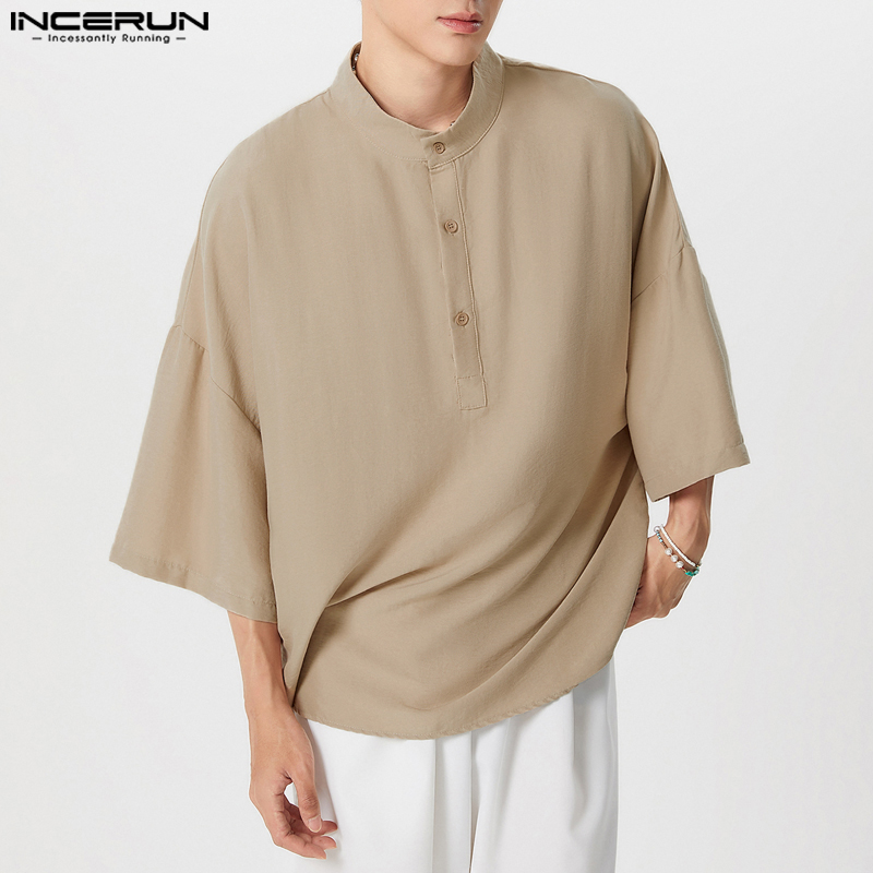 Summer Clothing Colors 2026 - Camisa INCERUN para Hombre, Color Sólido,
