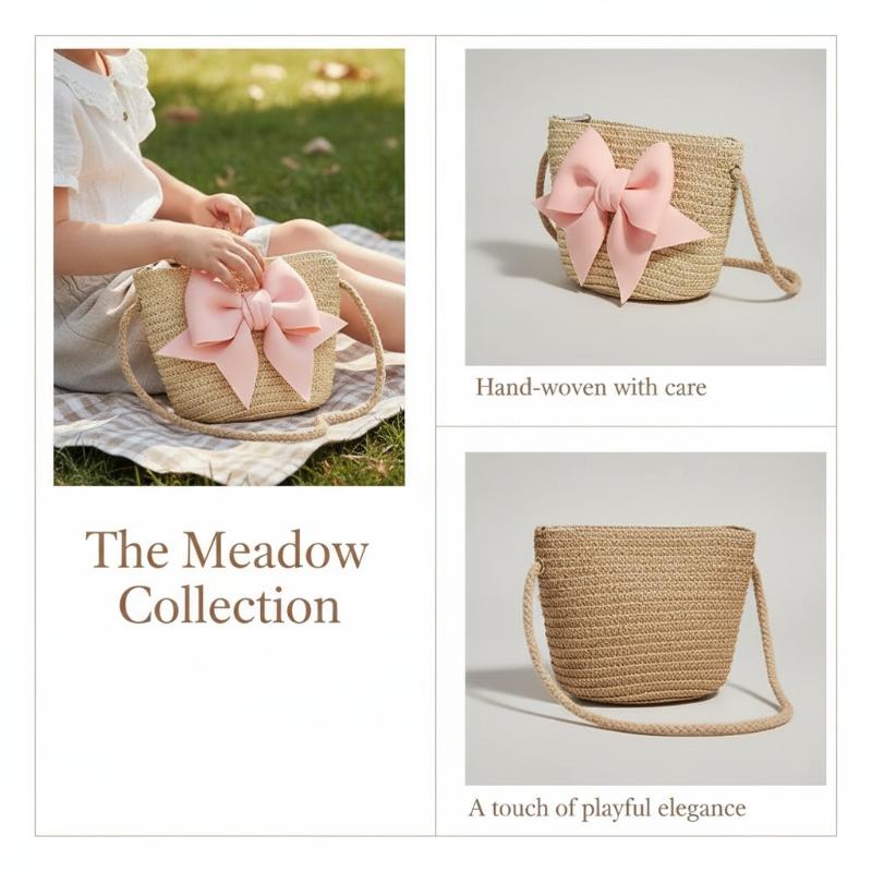 Beach Bag Straw - Bolso de hombro de paja tejido
