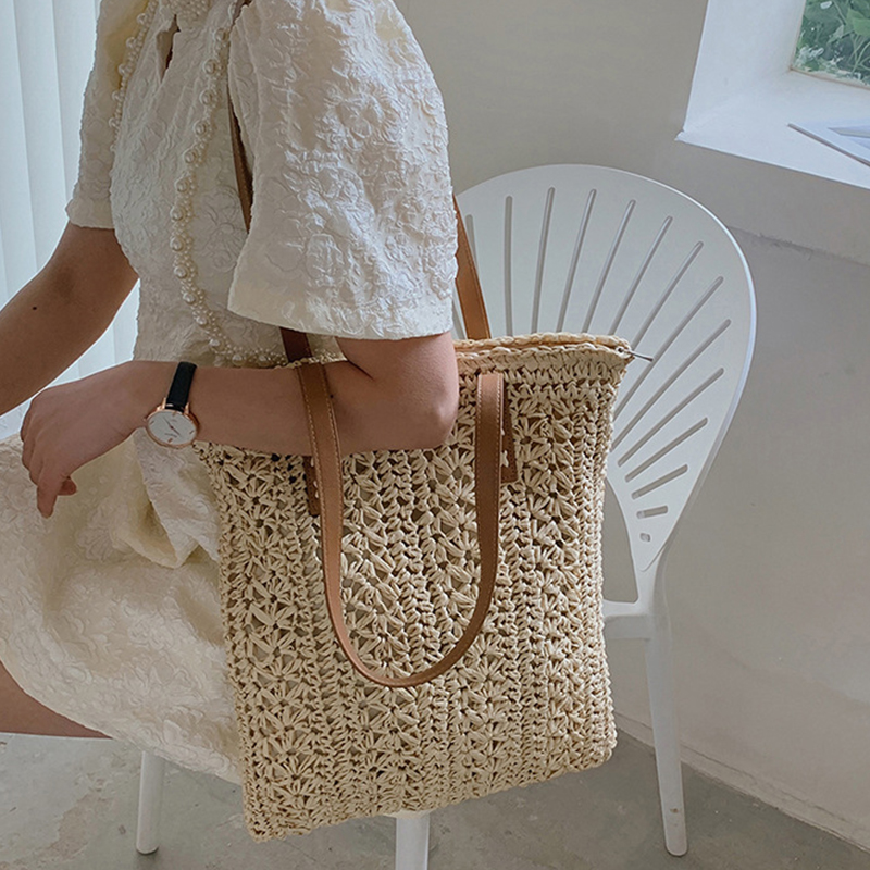 Bolso de playa cuadrado de paj - Beach Bag Straw reseña y precio