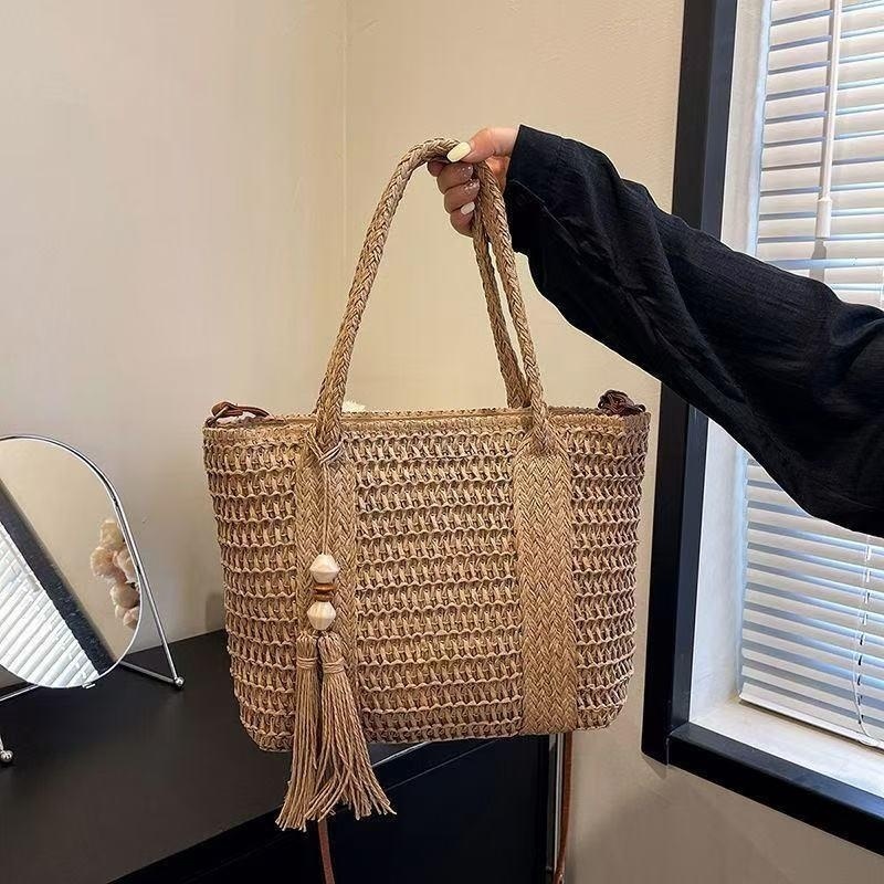 Bolso de mano de paja tejido p - Beach Bag Straw reseña y precio