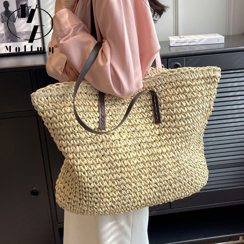 Bolsos de mano de paja tejida, - Beach Bag Straw reseña y precio